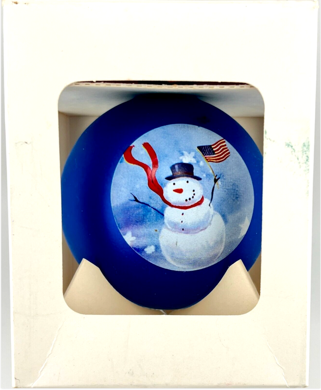 2001 Hallmark Christmas Ornament Glass Ball Snow Like Place the USA