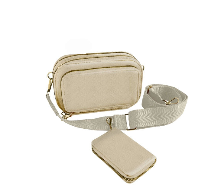 Crossbody Bag with Wallet Cream- 1152