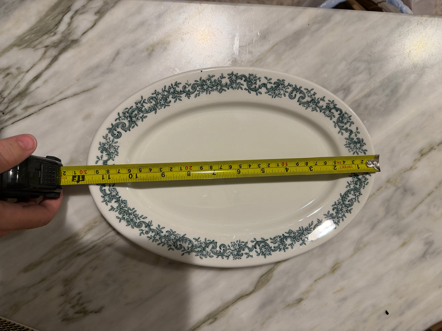 Oval Green Rimmed Platter Syracuse China