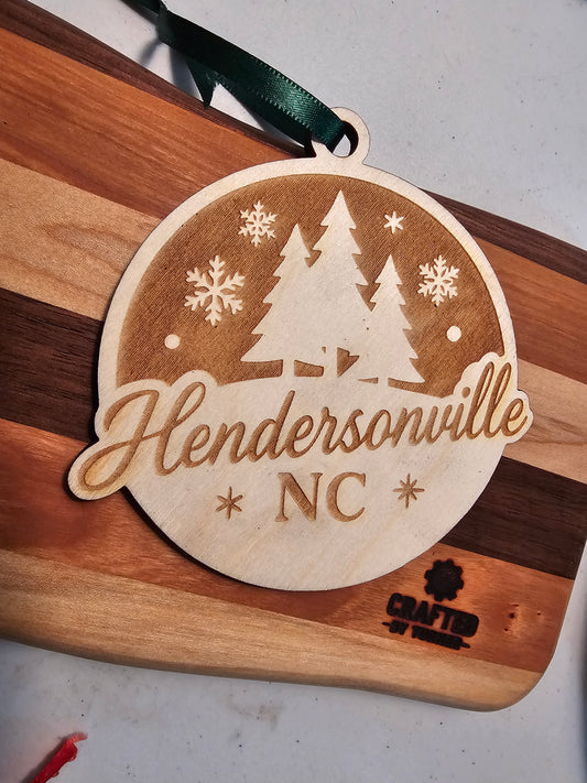 Hendersonville cursive Ornament