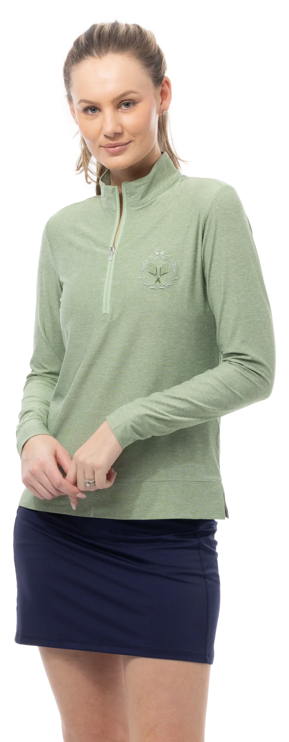 Solmelange 1/4 Zip Mock w/Tennis Emblem Medium