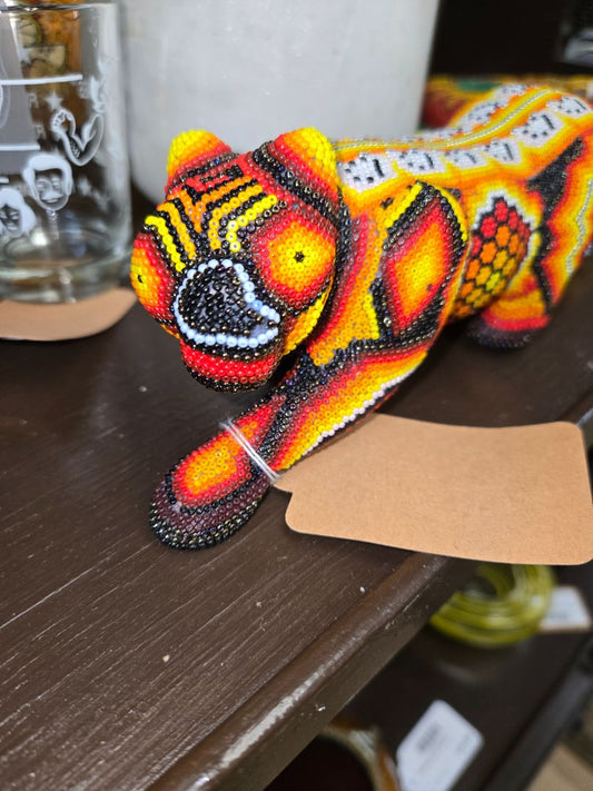 Huichol hand beaded jaguar