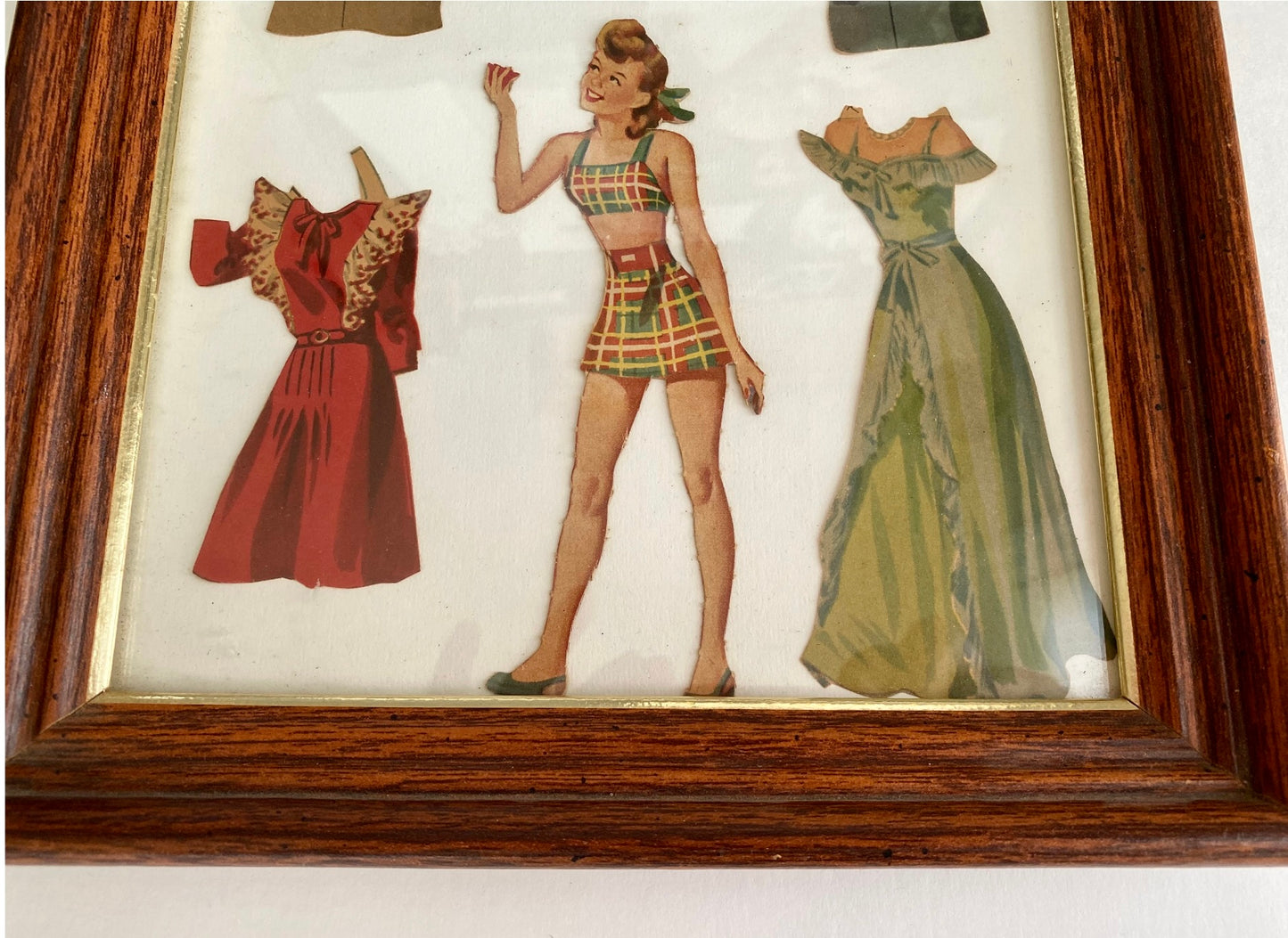Framed Cut-Out 1940s Teen Nancy Paper Doll & 5 Outfits