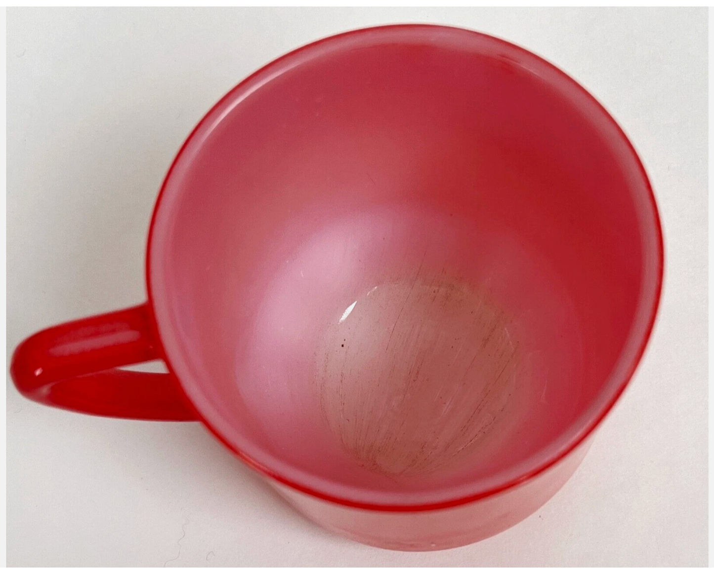 1960s Federal Glass Red over Milk Glass Coffee Mug