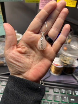 WW NL Teardrop rose quartz silver