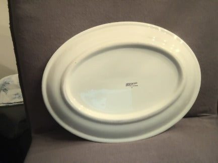Oval Green Rimmed Platter Jackson China  13.5 " long x 10 1/4" wide
