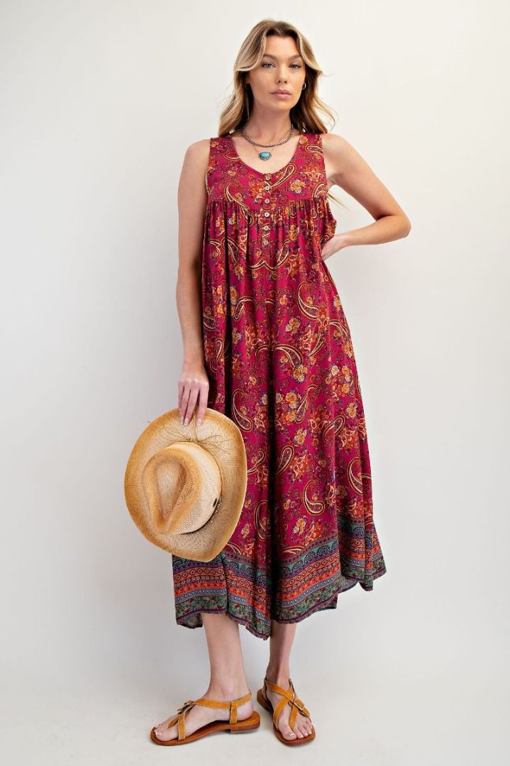 BORDER PRINT ROMPER PANTS EASEL M