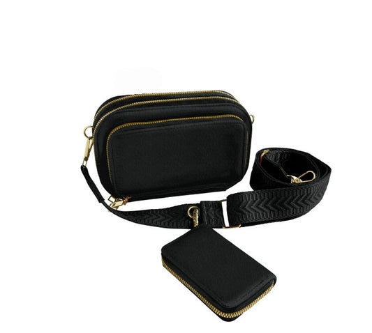 Crossbody Bag with Wallet Black- 1152