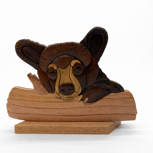 Natural Wood Intarsia  Bear Cub