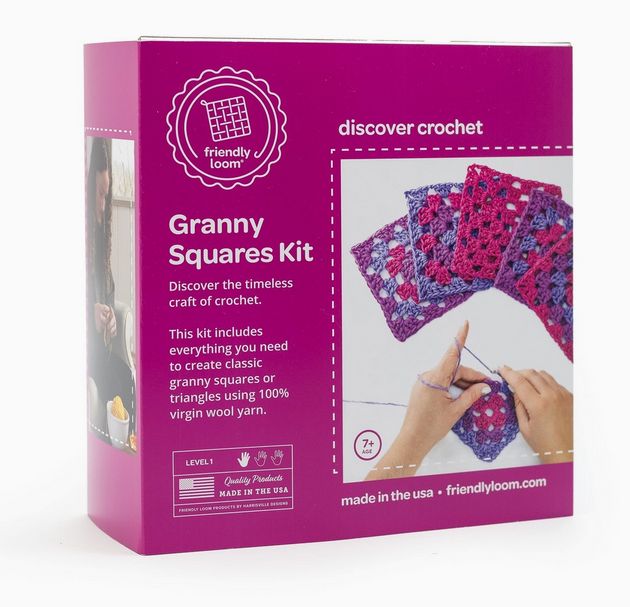 Crochet Kit Friendly Loom Berry Granny Square Kit