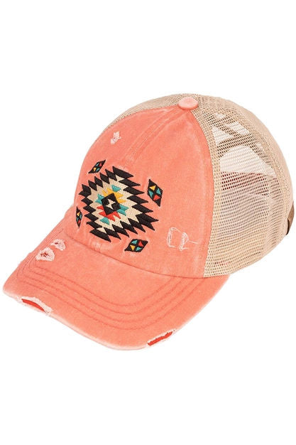 Ball Cap Aztec Coral Pink