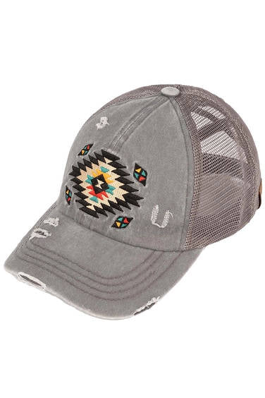 Blessed  Pony Tail  Hat Grey