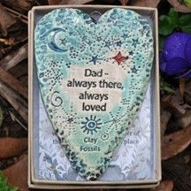 Ceramic Heart - Dad Clay Fossils Approx. 3" in length