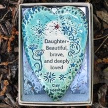 Ceramic Heart - Daughter by Clay Fossils Approx. 3" in length