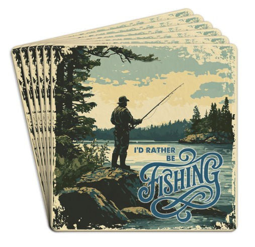 Bar Coasters  6 Pk Fishing