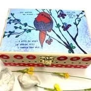 Wood Trinket Box - Fly Bird Geniene Inspirational Art 4 x 6 x about 2" high w/brass hinges