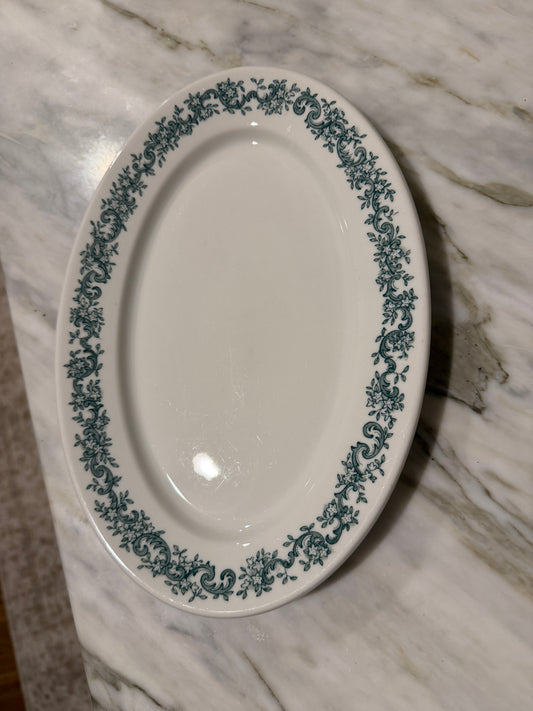 Oval Green Rimmed Platter Syracuse China