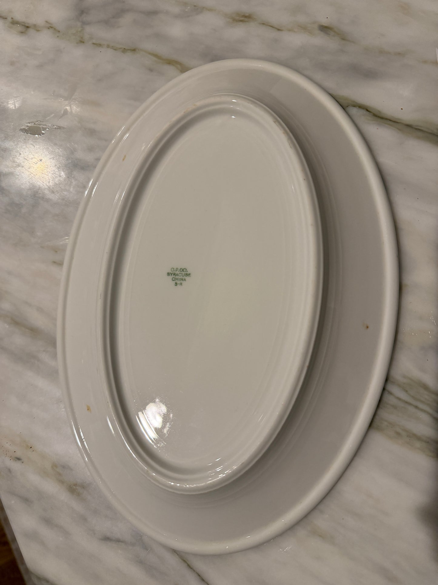 Oval Green Rimmed Platter Syracuse China