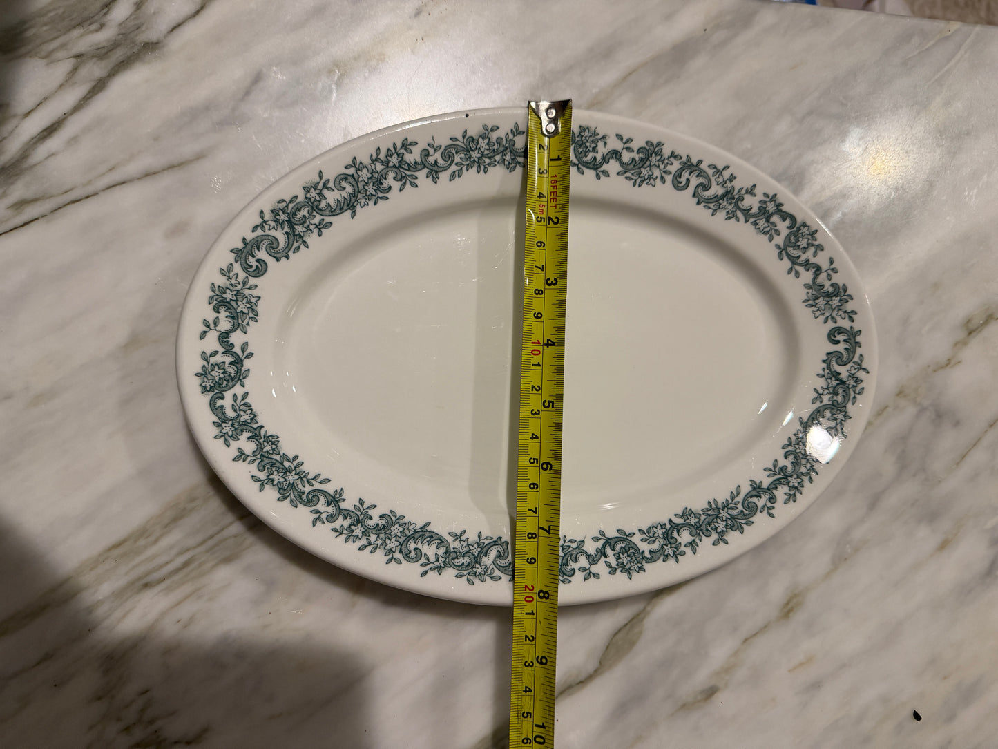 Oval Green Rimmed Platter Syracuse China