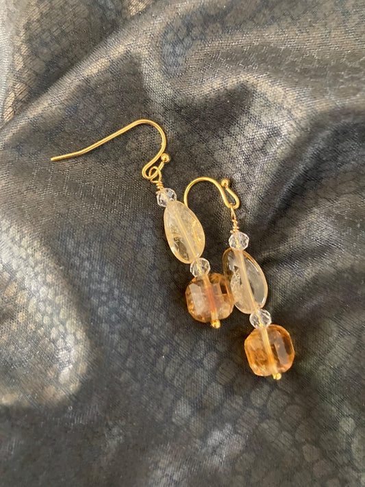 Citrine Earrings Gold Plated Ear Wires Bellajules
