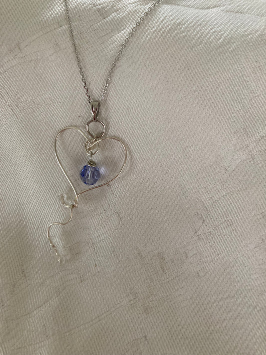 18” SS Chain With Silver Wire Heart Pendant Hand Crafted Bellajules