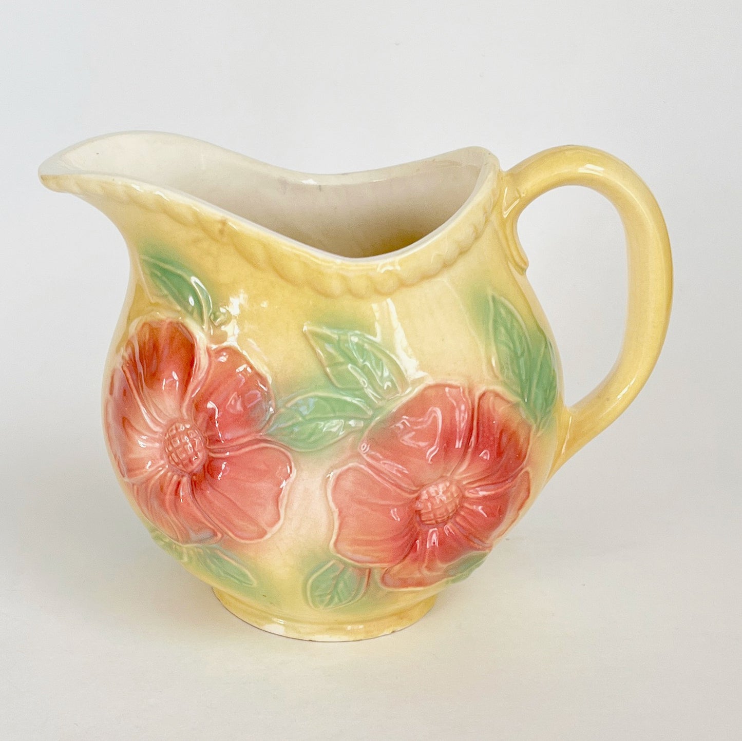 1950s Hull Pottery Dogwood Sunglow Flower Pitcher 24 oz