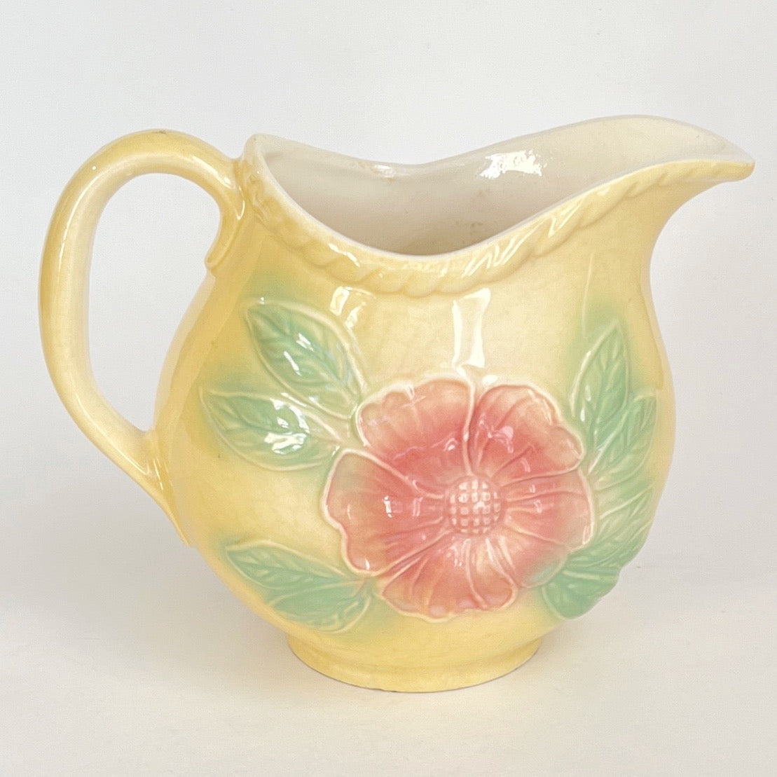 1950s Hull Pottery Dogwood Sunglow Flower Pitcher 24 oz