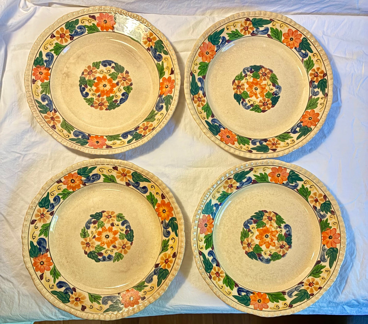 Large 28pc Collection of Rare Royal Adams Ivory Titan Ware Maytime pattern 459174 with Scalloped Edge