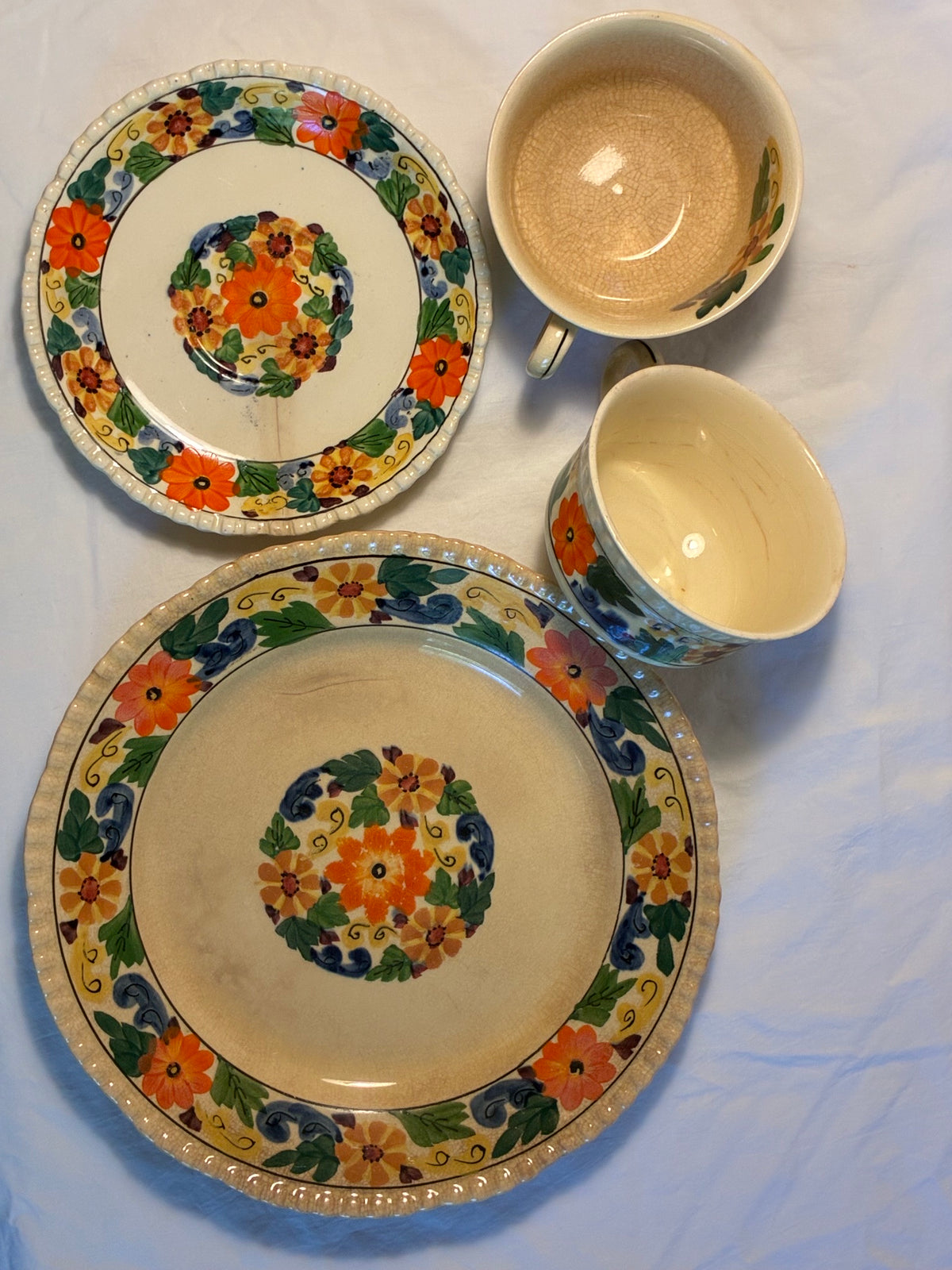Large 28pc Collection of Rare Royal Adams Ivory Titan Ware Maytime pattern 459174 with Scalloped Edge