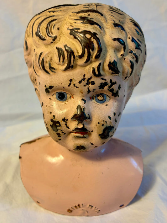 Vintage German Minerva Tin Doll Head from early 1900's