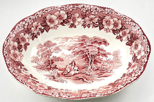 1963 Pink Woodland Vegetable Bowl  Wedgwood 9 inch