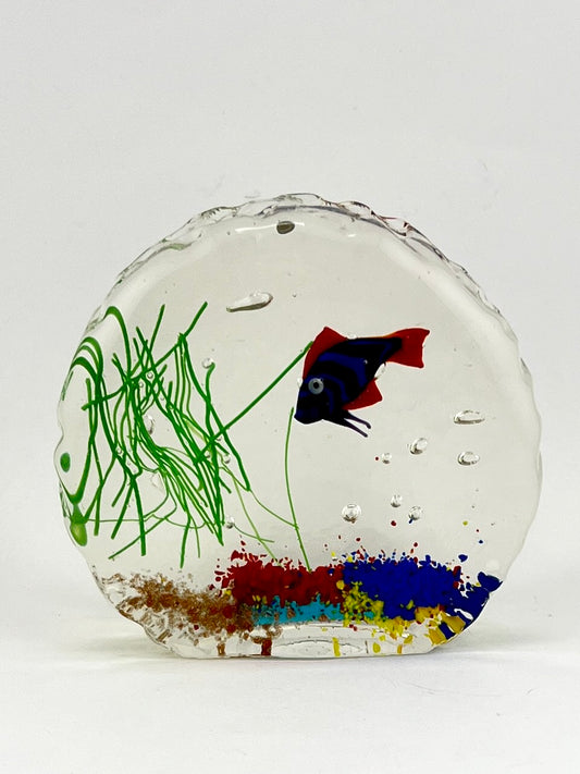 Vintage Murano Glass Fish Aquarium Paperweight
