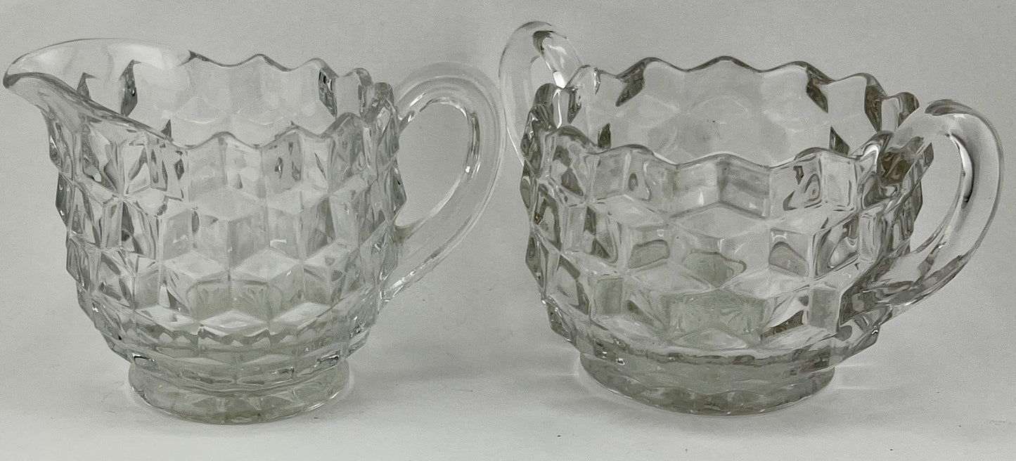 Vintage Fostoria American Cream & Open Sugar 2 Pc Set