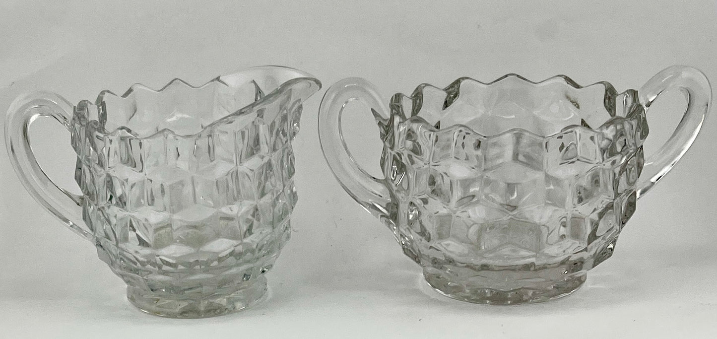 Vintage Fostoria American Cream & Open Sugar 2 Pc Set