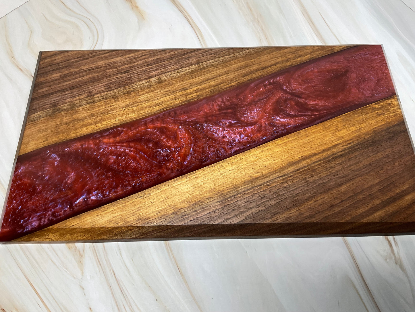 Dragon’s Breath Charcuterie Board – Walnut with Color-Shifting Resin