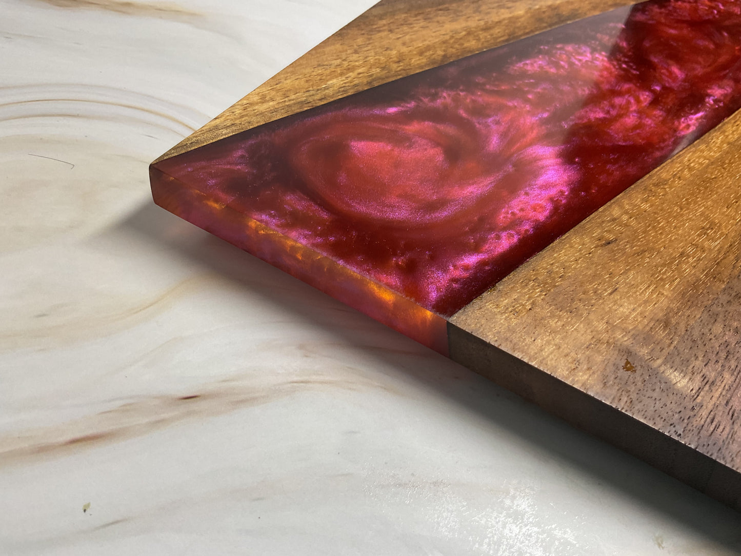 Dragon’s Breath Charcuterie Board – Walnut with Color-Shifting Resin