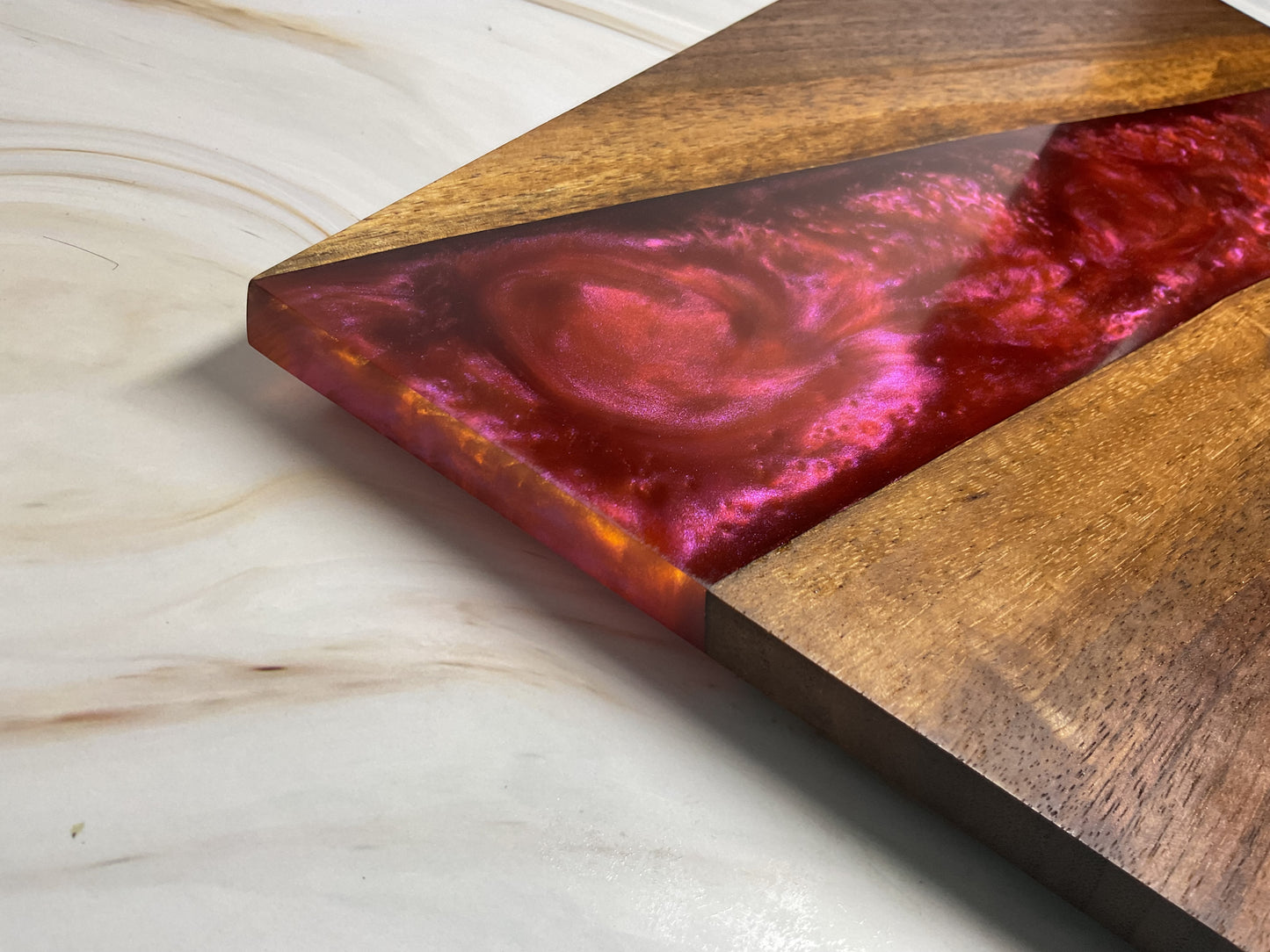 Dragon’s Breath Charcuterie Board – Walnut with Color-Shifting Resin