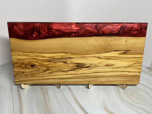 Olive Wood with Candy Apple & Americana Red Resin