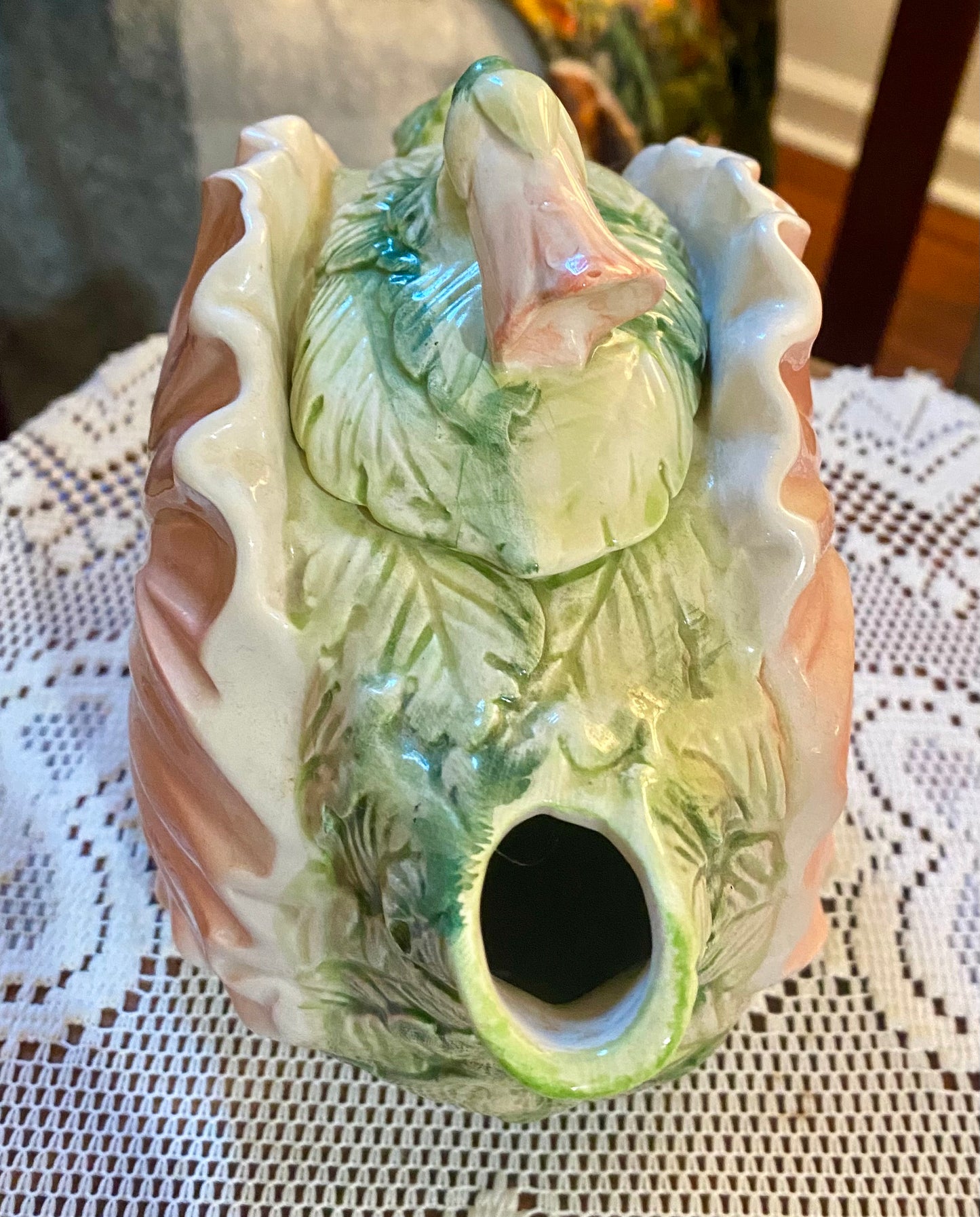 Vtg Fitz & Floyd Pansy Teapot  Omnibus Japan  9.25” from spout to handle and 6.5” tall with lid