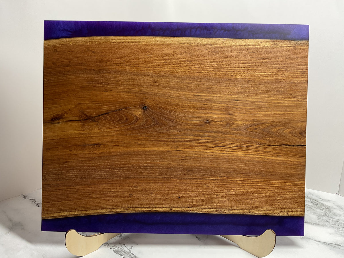 Gather & Graze Charcuterie Board – Handcrafted Siberian Elm Wood & Velvet (Purple) Resin Serving Board