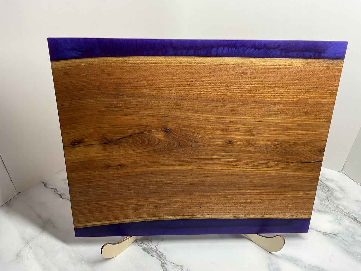 Gather & Graze Charcuterie Board – Handcrafted Siberian Elm Wood & Velvet (Purple) Resin Serving Board
