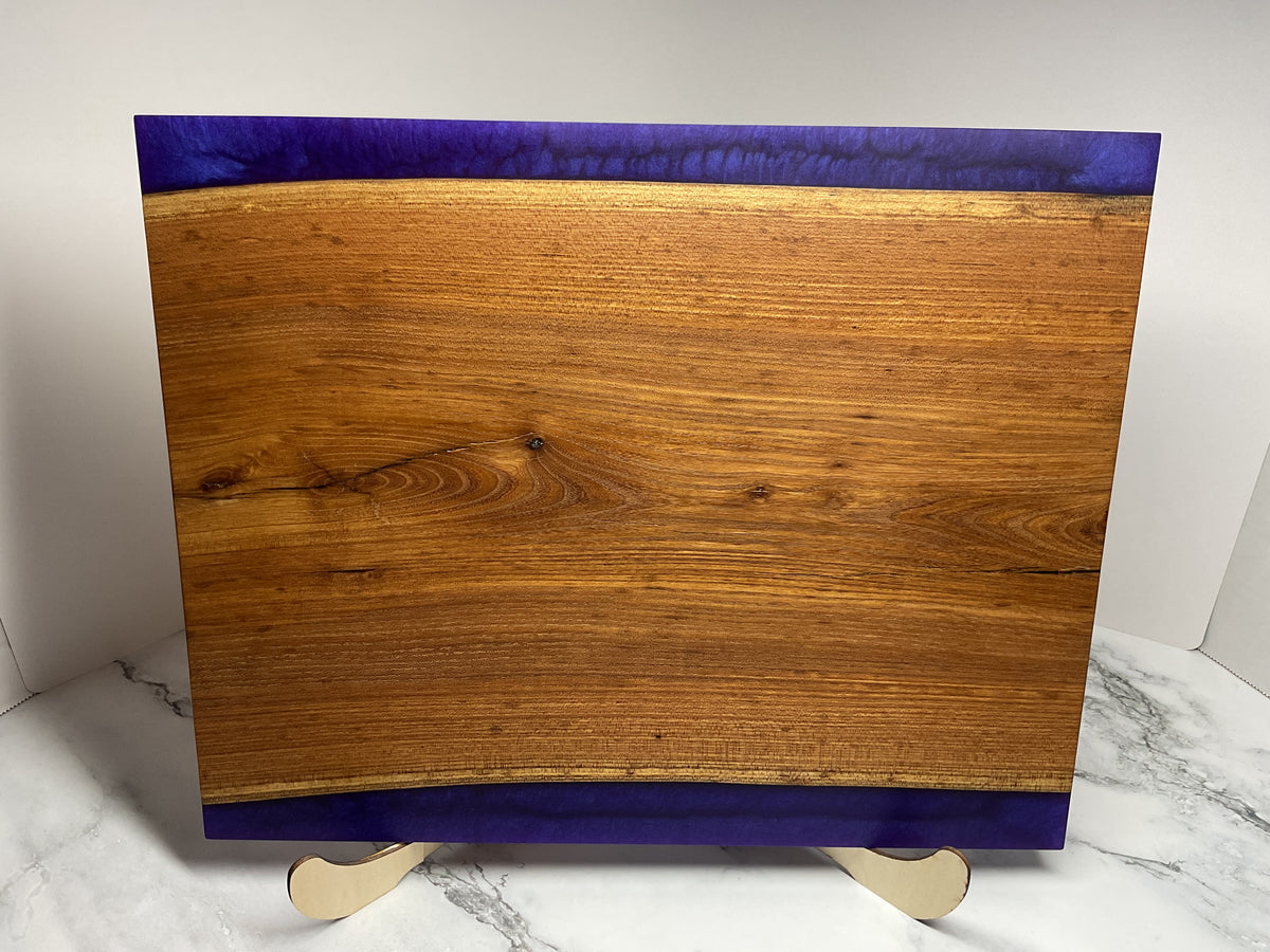Gather & Graze Charcuterie Board – Handcrafted Siberian Elm Wood & Velvet (Purple) Resin Serving Board
