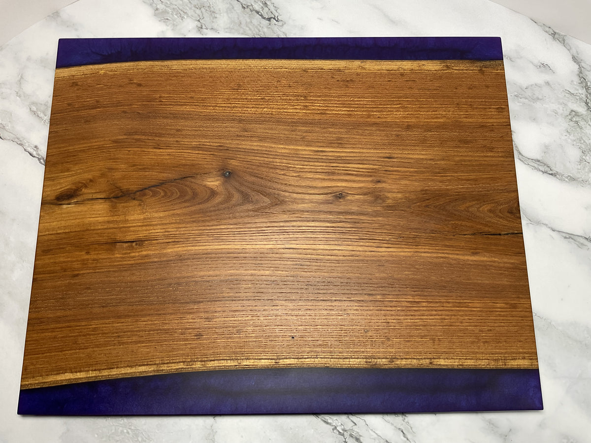 Gather & Graze Charcuterie Board – Handcrafted Siberian Elm Wood & Velvet (Purple) Resin Serving Board