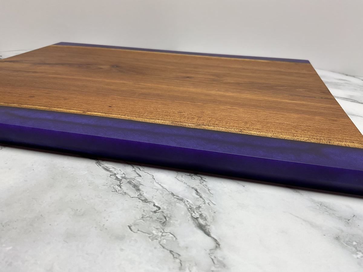 Gather & Graze Charcuterie Board – Handcrafted Siberian Elm Wood & Velvet (Purple) Resin Serving Board