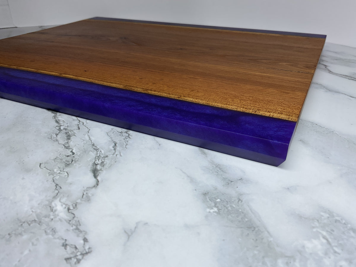 Gather & Graze Charcuterie Board – Handcrafted Siberian Elm Wood & Velvet (Purple) Resin Serving Board