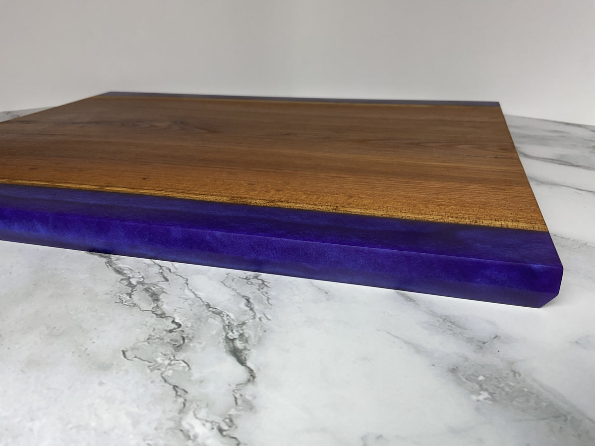 Gather & Graze Charcuterie Board – Handcrafted Siberian Elm Wood & Velvet (Purple) Resin Serving Board