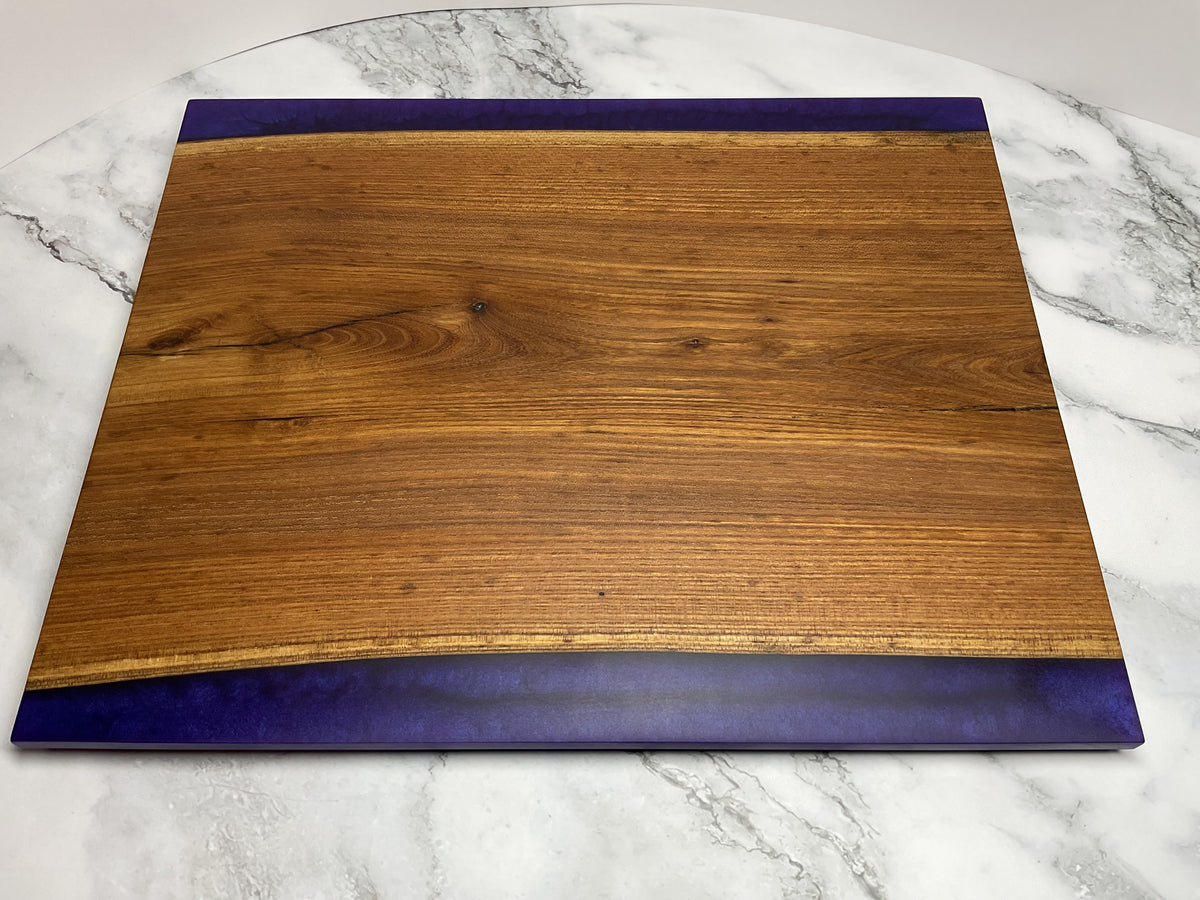 Gather & Graze Charcuterie Board – Handcrafted Siberian Elm Wood & Velvet (Purple) Resin Serving Board
