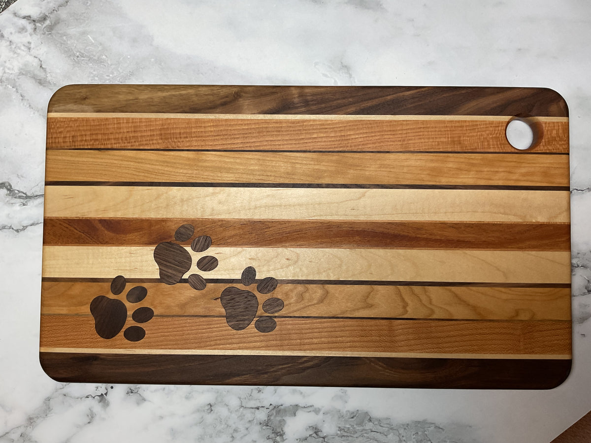 Playful Inlay Cutting Board – Handcrafted Hardwood