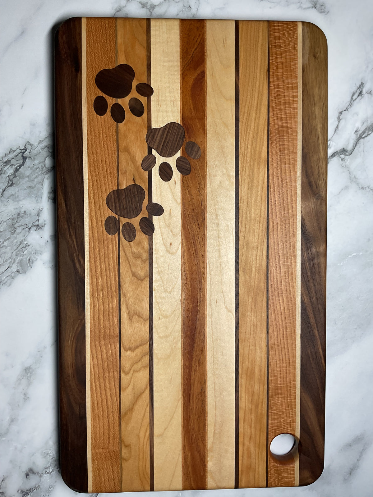 Playful Inlay Cutting Board – Handcrafted Hardwood