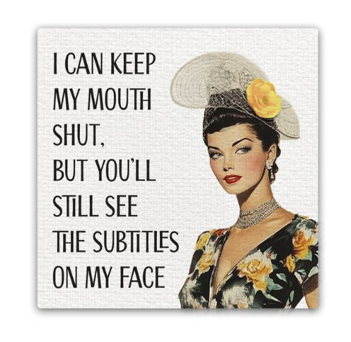 Funny Canvas  Magnet  Mouth Shut - 1152